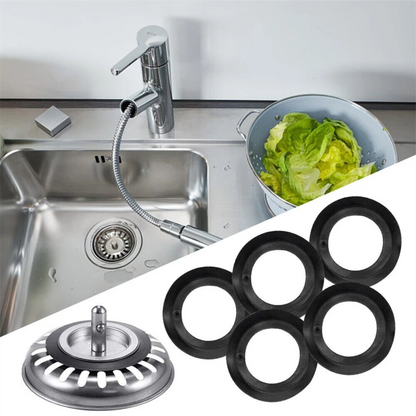 Sink Strainer Washer Seal Ring 5pcs Soft PVC For Kitchen Repair Easy Install A