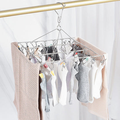 40 Pegs Laundry Clothes Sock Underwear Hanger Stainless Steel Rack