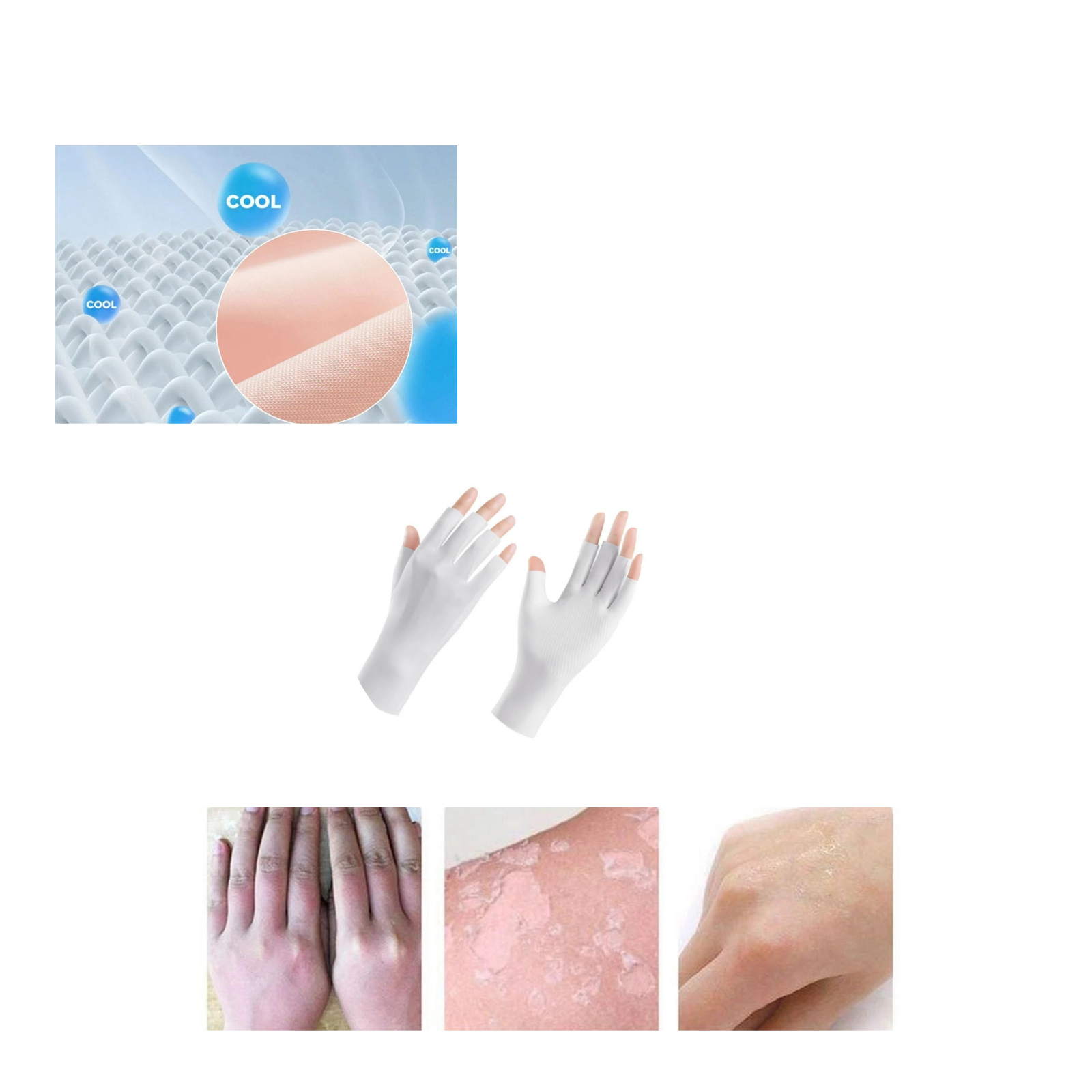 Sunscreen Breathable Gloves Nail Protection White Lightweight UV Shield Summer