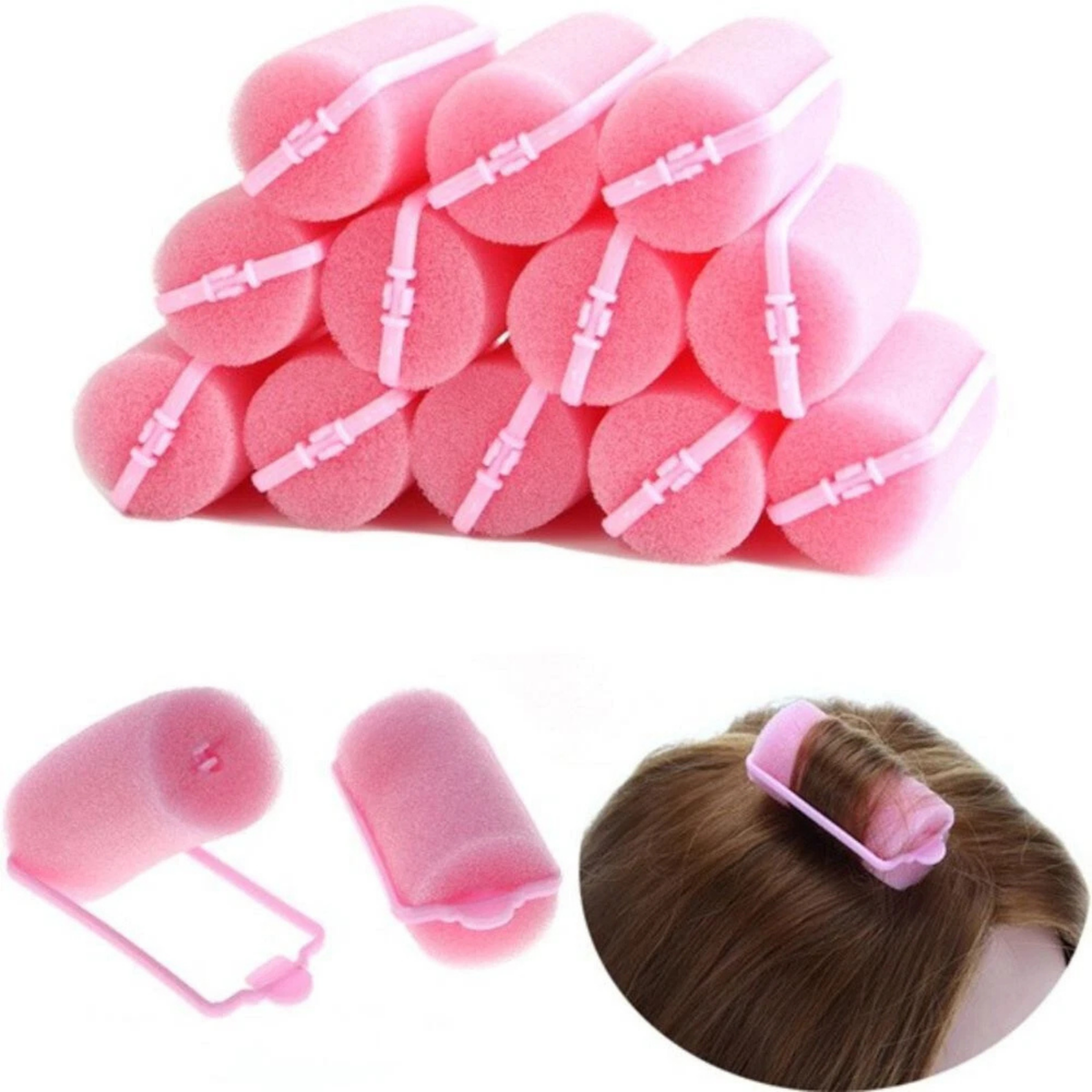 No Heat Sponge Styling Rollers Curlers Set 12x Soft Comfortable Long-Lasting