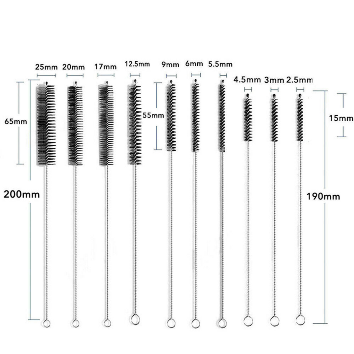 Cleaner Bottle Glass 10Pcs Nylon Straw Brush Set Tube Pipe Small Long Cleaning