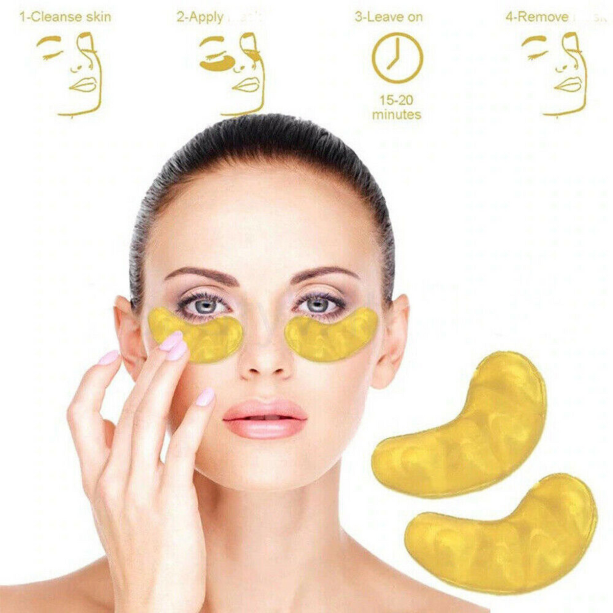 Under Eye Patches Pad Mask 20PCS Gold Gel Anti-Wrinkle Dark Circle Collagen