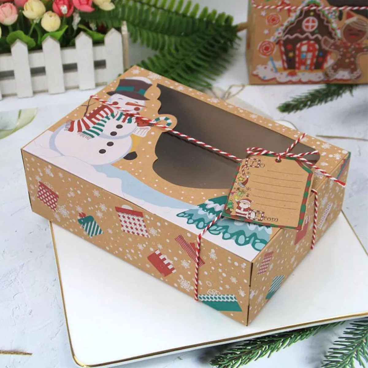 12x Gift Boxes Bags Food Packaging Gift Christmas Cookie Box Kraft Paper Candy