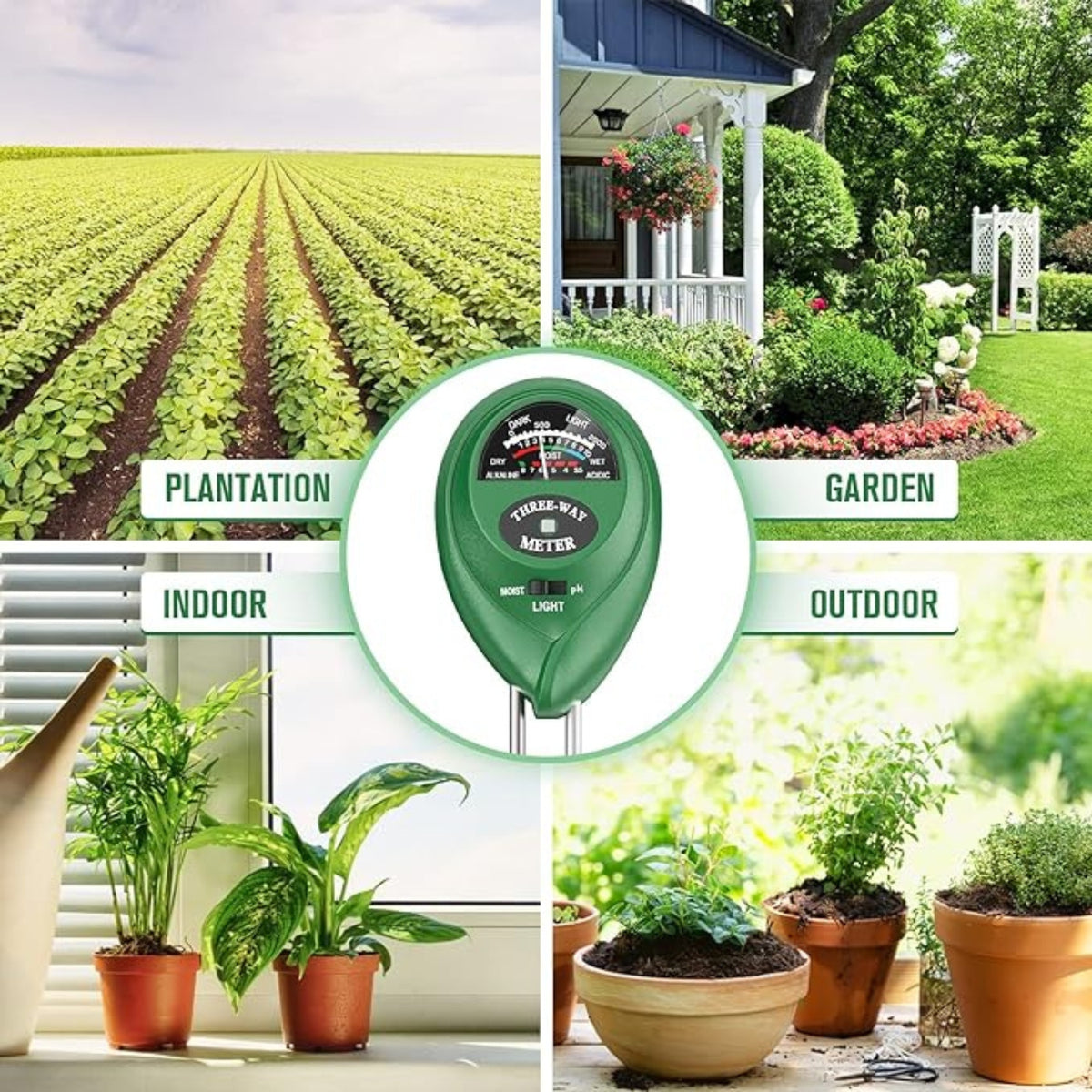 3 in 1 Test Meter Kit For Garden Plant Soil PH Tester Water Moisture Testing