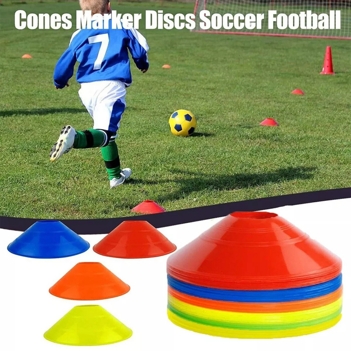 Rugby Fitness Exercise Markers Cones Soccer 60 Pack Sports Training Discs