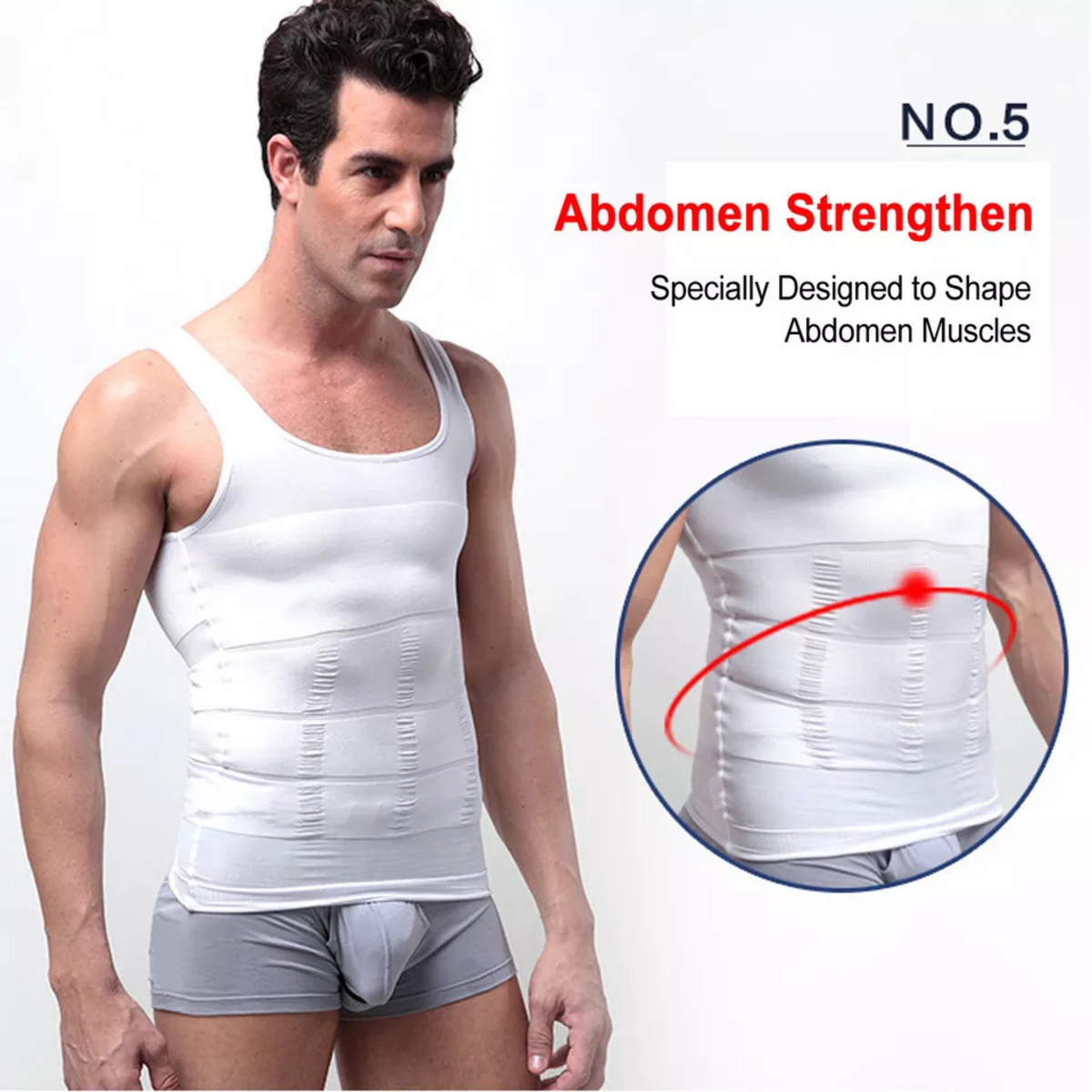 Vest Body Shaper Underwear Mens Slimming White Medium