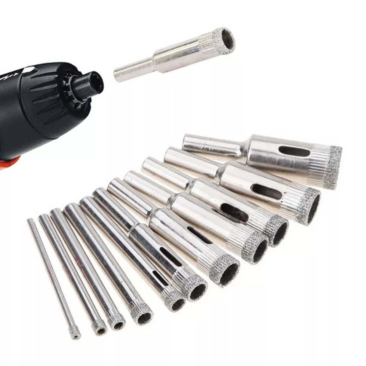 Holes Saw Core Drill Tool 10 Pcs Diamond Glass Drill Set Drill Bit Cutter