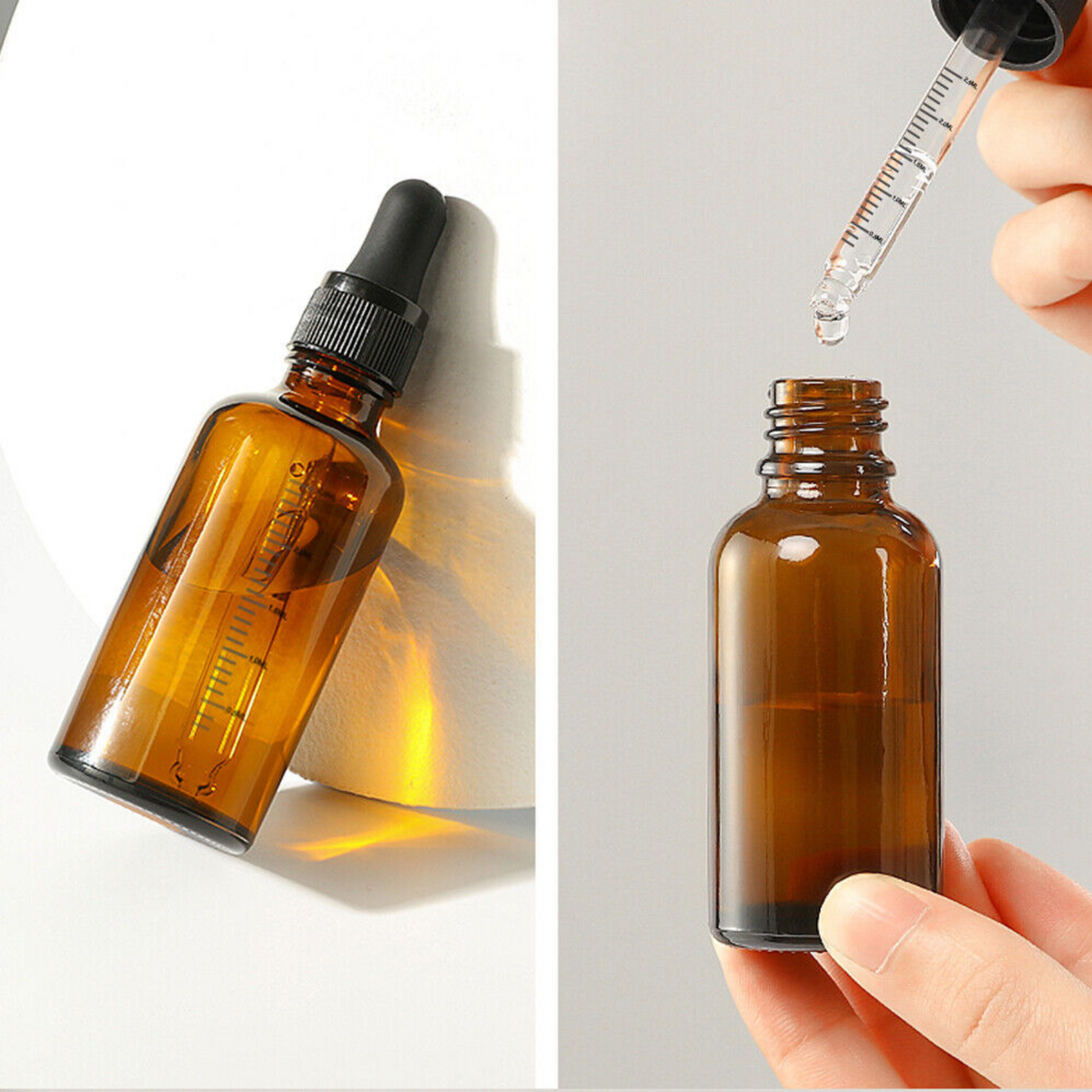 Pipette Essential Oils Bottle Amber Glass Liquid Dropper Reagent Eye 30ML