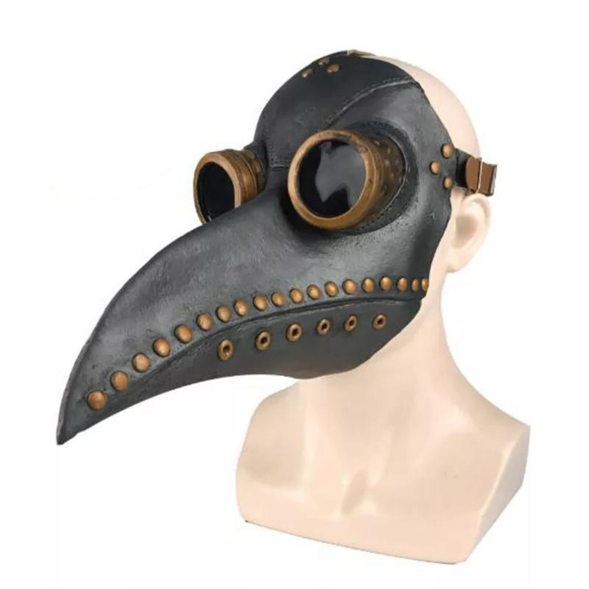 Black&Copper Halloween Cosplay Long Nose Beak Latex Men Plague Doctor Mask Bird