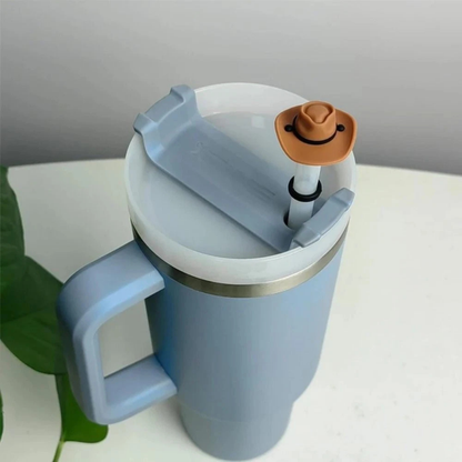 Coffee Cowboy Hat Silicone Straw Cover Cap Reusable Topper for 10mm