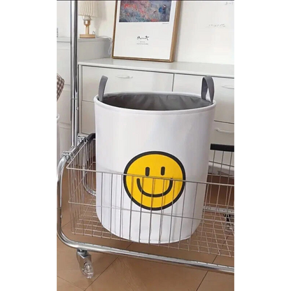 Large Foldable Laundry Basket Storage Bin Smiley Face Fun Design