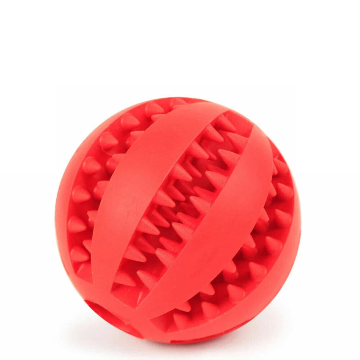 Red 7cm Dog Food Treat Puzzle Ball Puppy Interactive Training Toy