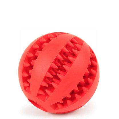 Red 7cm Dog Food Treat Puzzle Ball Puppy Interactive Training Toy