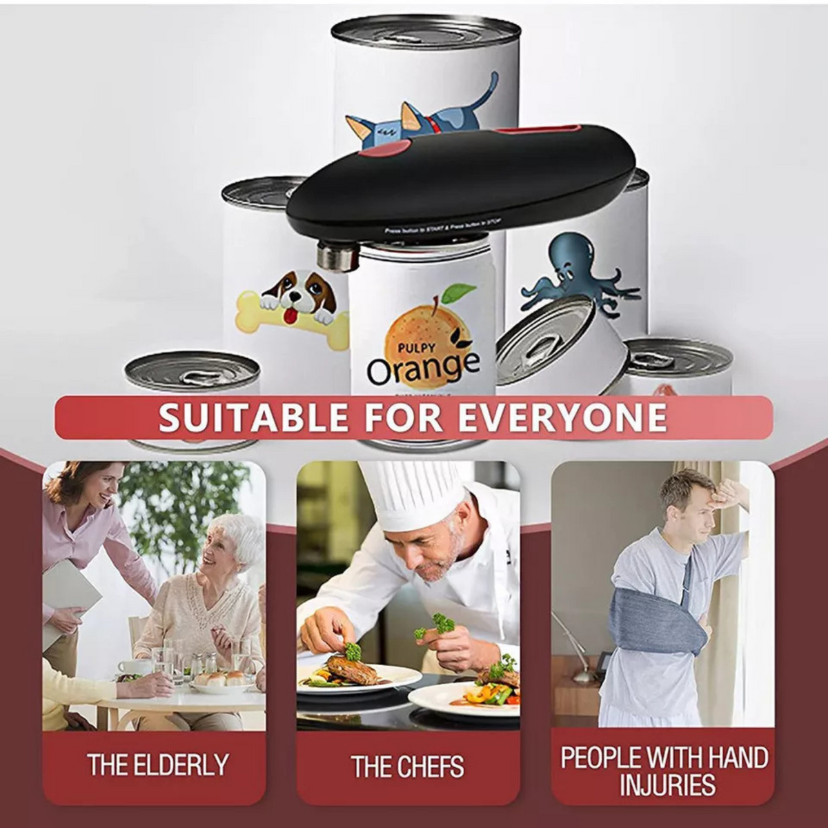 Can Opener Restaurant Home Touch Automatic Can Opener Jar Lid Black