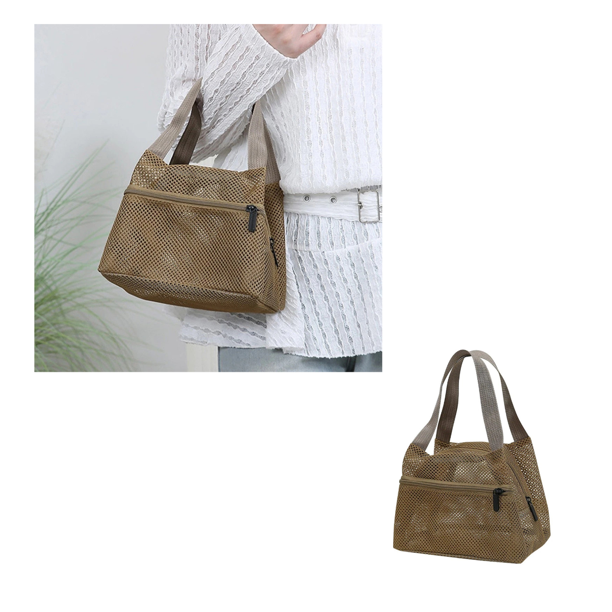 Capacity Large Wash Makeup Storage Bag Khaki Spacious Durable Travel Organizer