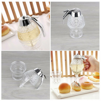 Bee Hive Dispenser Jar Stand Pot for Easy Syrup Honey Pouring with Use