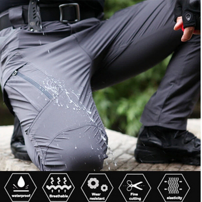 Water Resistant Tactical Trousers Mens Cargo Work Pants Soldier Black Combat