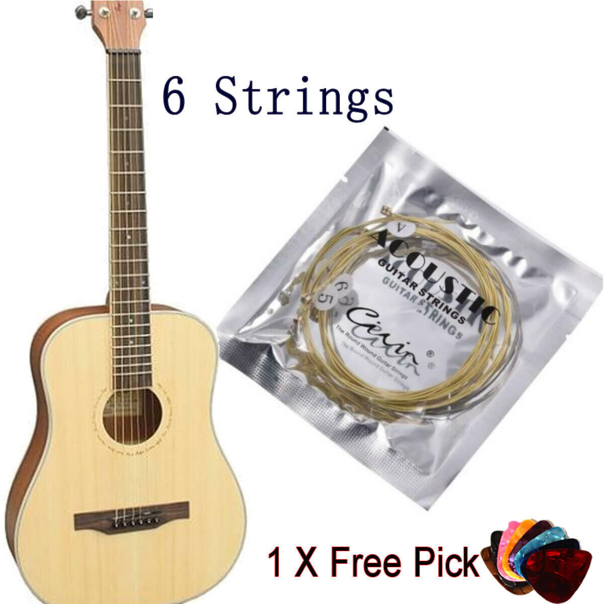 Steel Premium Light Universal 6 Pcs Acoustic Music Guitar Strings
