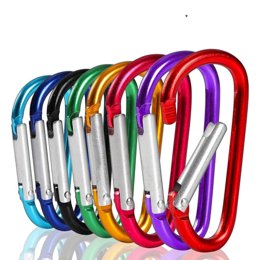 Coloured Carabiner Snap Hook 10x D Shape Clips Aluminum Hiking Key Chain Ring