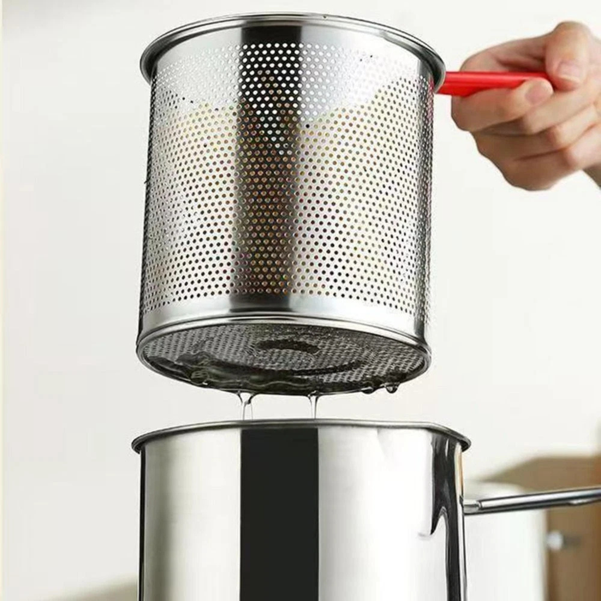 Stainless Steel Deep Fryer Pot Basket Lid Detachable Handle 12cm Set