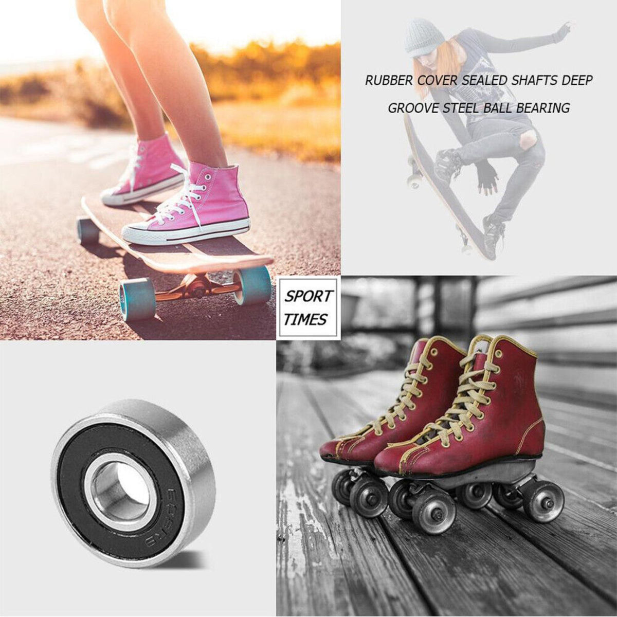 20pcs Longboard Skate Wheel 608rs Bearings Skateboard Scooter Roller Sealed Ball