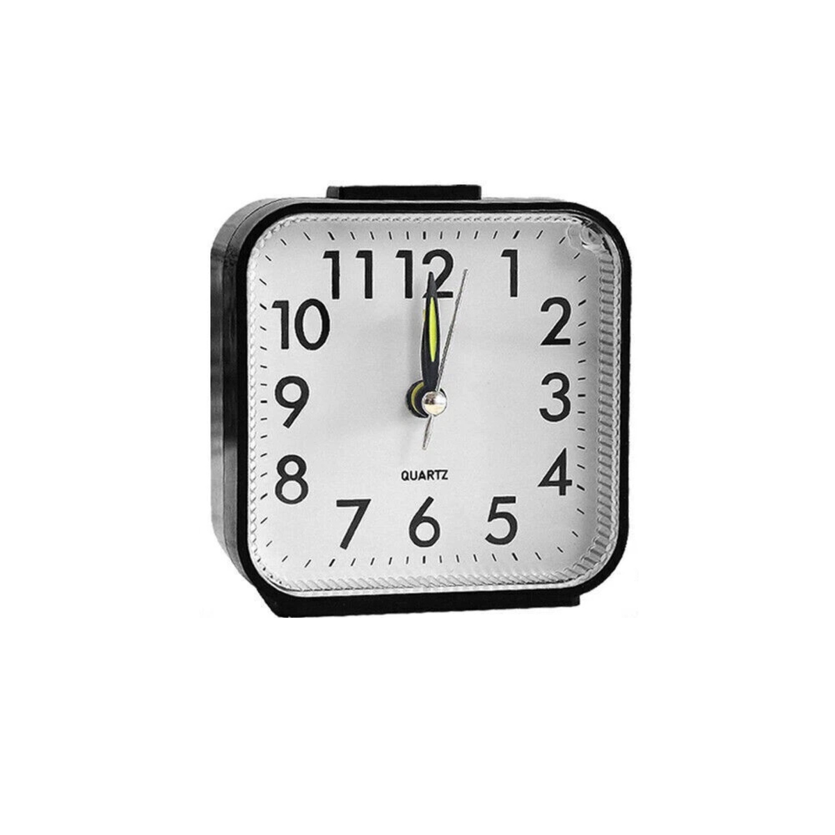 Quartz Alarm Clock Black With Night Light Silent Bedside Timepiece