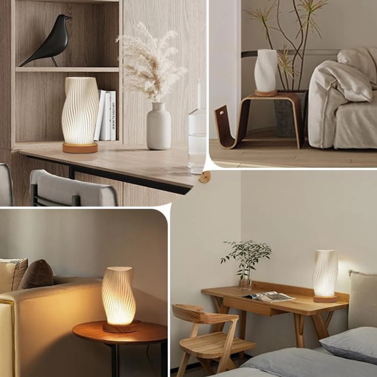 Table Nightstand Lamp Bedside Night Light Bedroom Lighting Home Decor