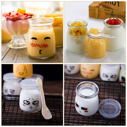 Milk Parfait +Lids Jars Bottle Glass Pudding Jars Glass for Yogurt Milk 100ML