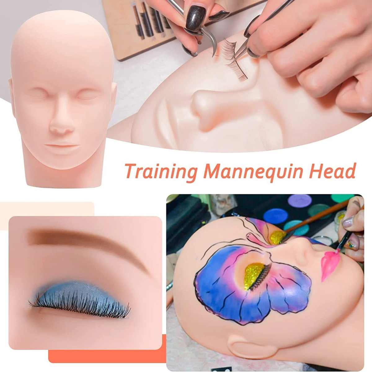 Practice Flat Mannequin Training Head Eyelash Extension Makeup
