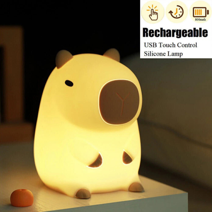 USB Rechargeable Capybara LED Night Light for Kids Cute Orange Lamp