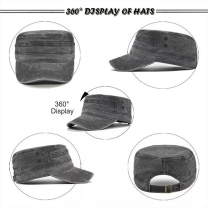 Cadet Field Military Cap Style Adjustable Classic Army Plain Black Baseball Hat