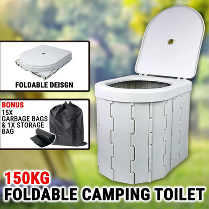Portable Lid Camping Toilet  Foldable Easy-Clean Lightweight Design