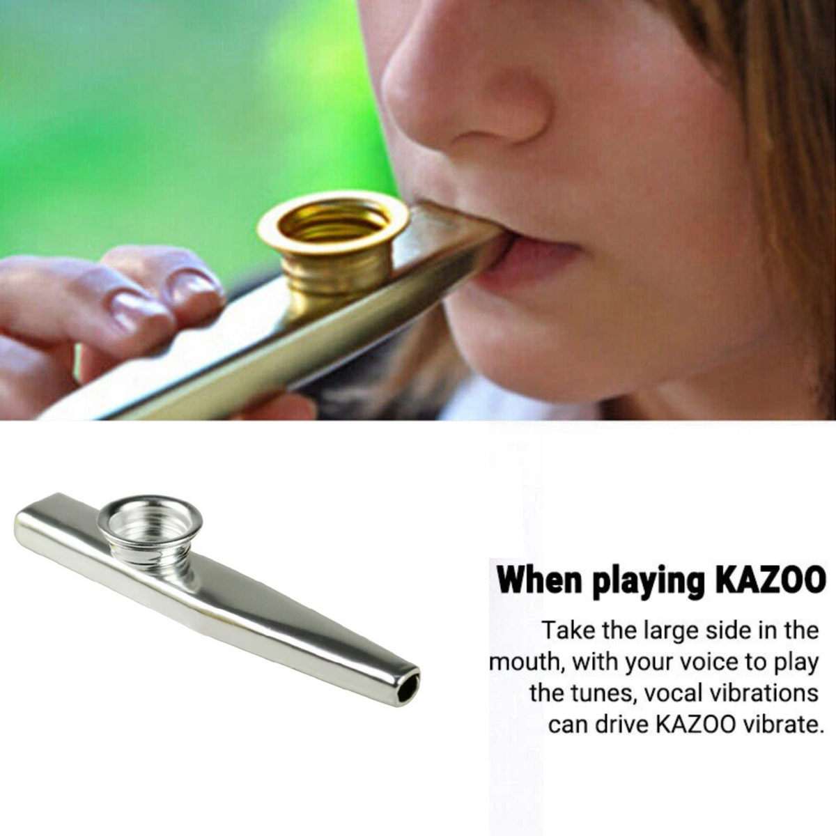 Diaphragm Mouth Flute Harmonica Party Kazoo Ukulele Guitar Partner Flute  Silver