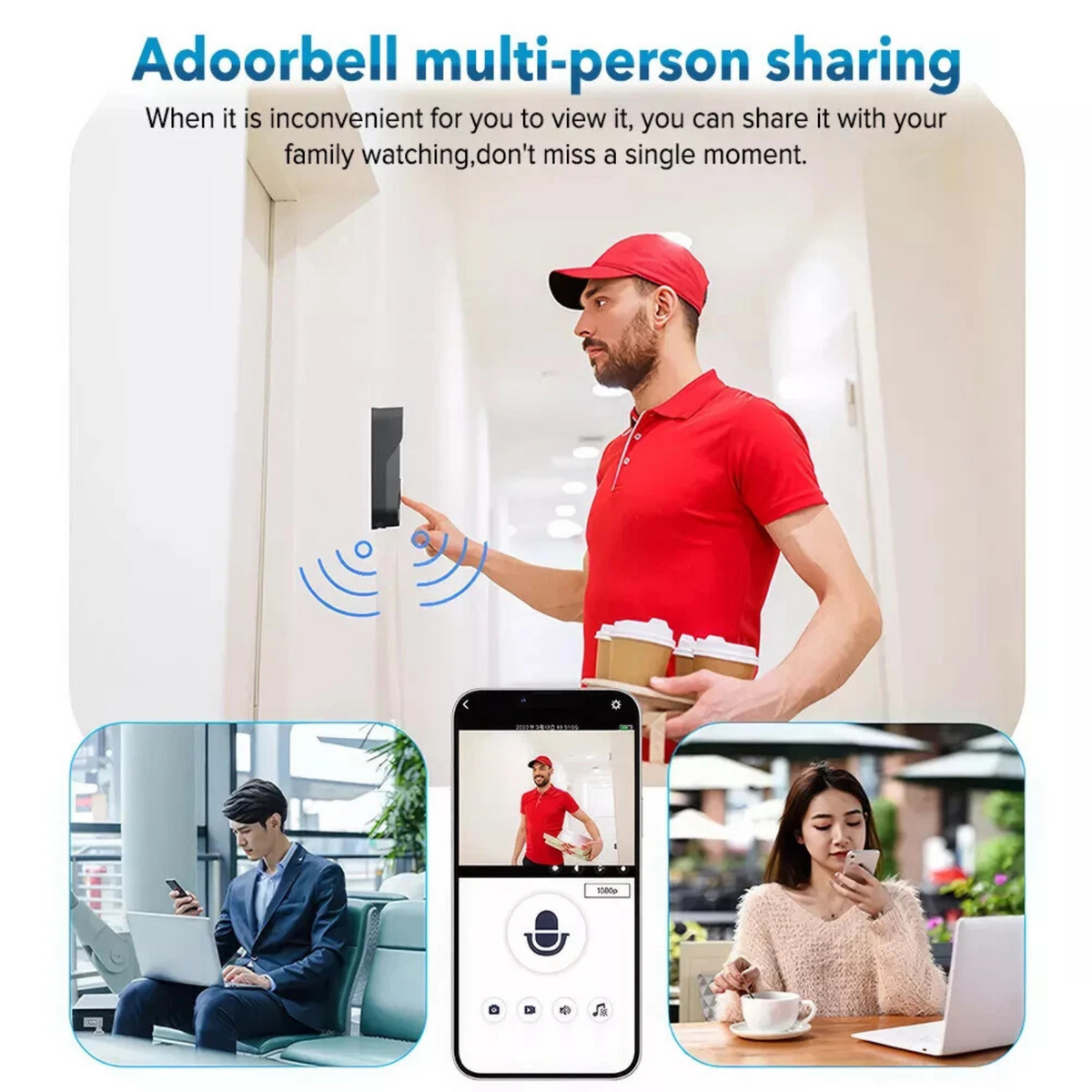 HD Security DoorBell Monitor Smart Wireless WiFi Video Door bell Camera