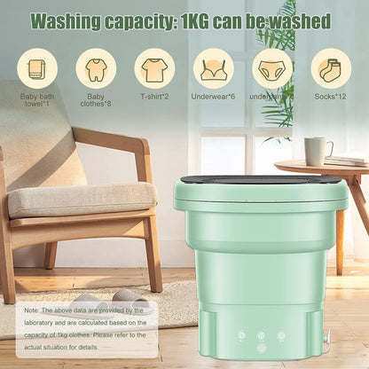 Portable Laundry Machine Wash Clothes 4.5 Mini Washing Machine Green Bucket