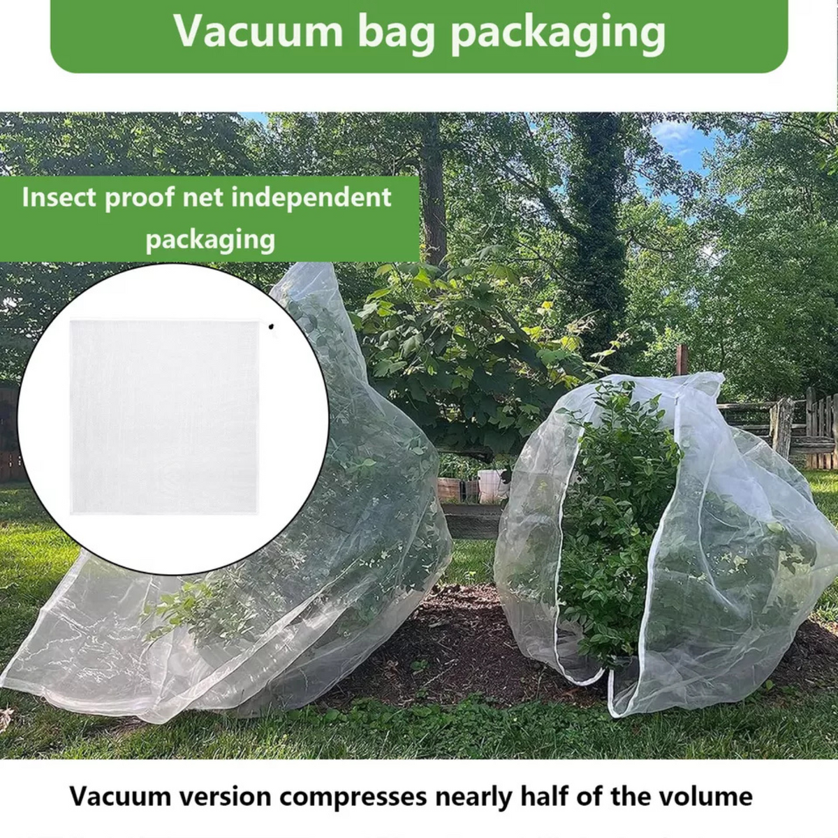 Mesh Cover with Zipper Drawstring Large Fruit Tree Netting Bag Insect-proof 3x3