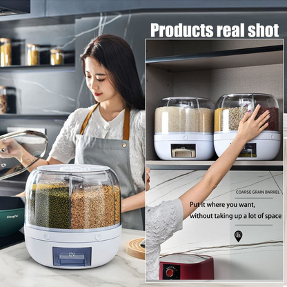Kitchen Food Rice Container Dispenser Storage Box Rotating Grain Dispenser