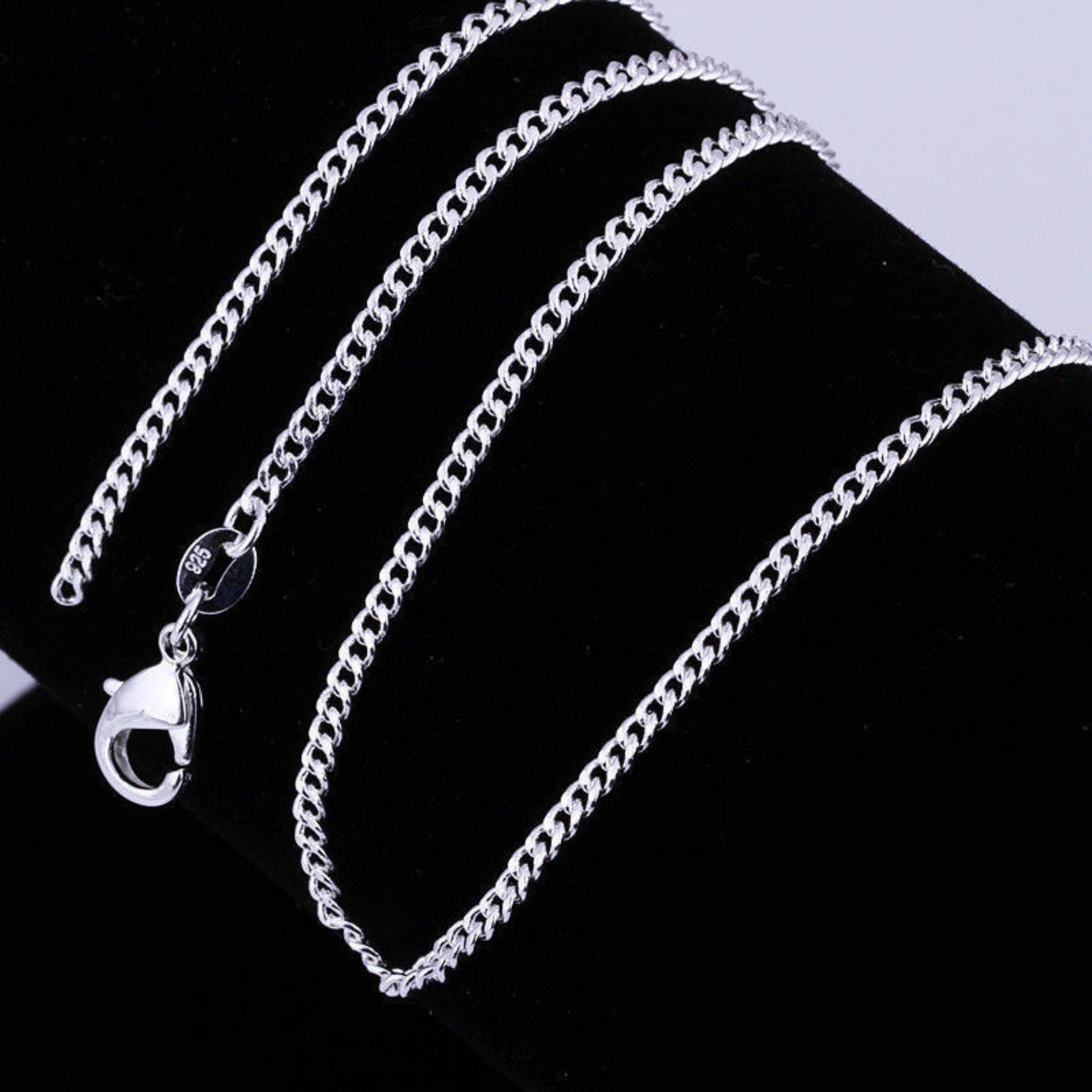2MM Curb Chain Necklace For Pendants 925 Sterling Silver