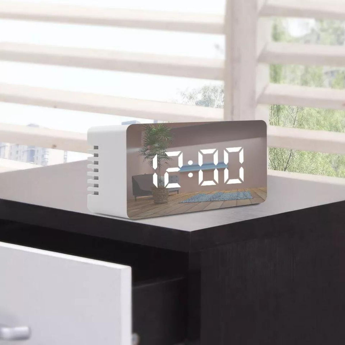 White LED Digital Alarm Clock Snooze Temperature Time USB Battery