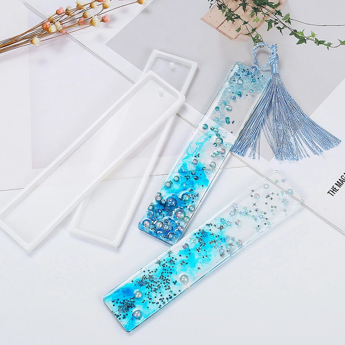 DIY Epoxy Resin Craft 5PCS Rectangle Silicone Bookmark Mold Making Tools
