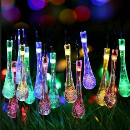 50 LED Raindrop Garden Christmas Solar Fairy String Lights Multicolour