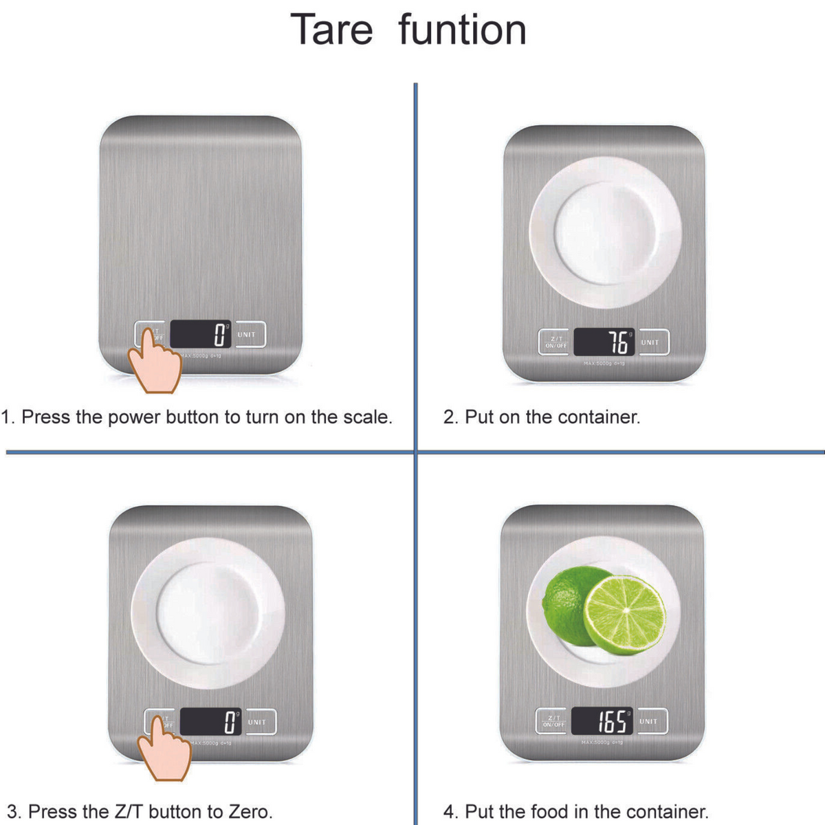 Digital Stainless Steel Kitchen Scale New 5kg 1g Electronic Postal Scales
