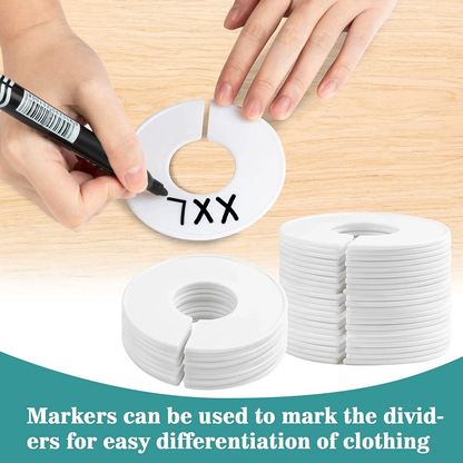 Closet Size Dividers Round Clothing Organizers Blank White Plastic Pack 20x