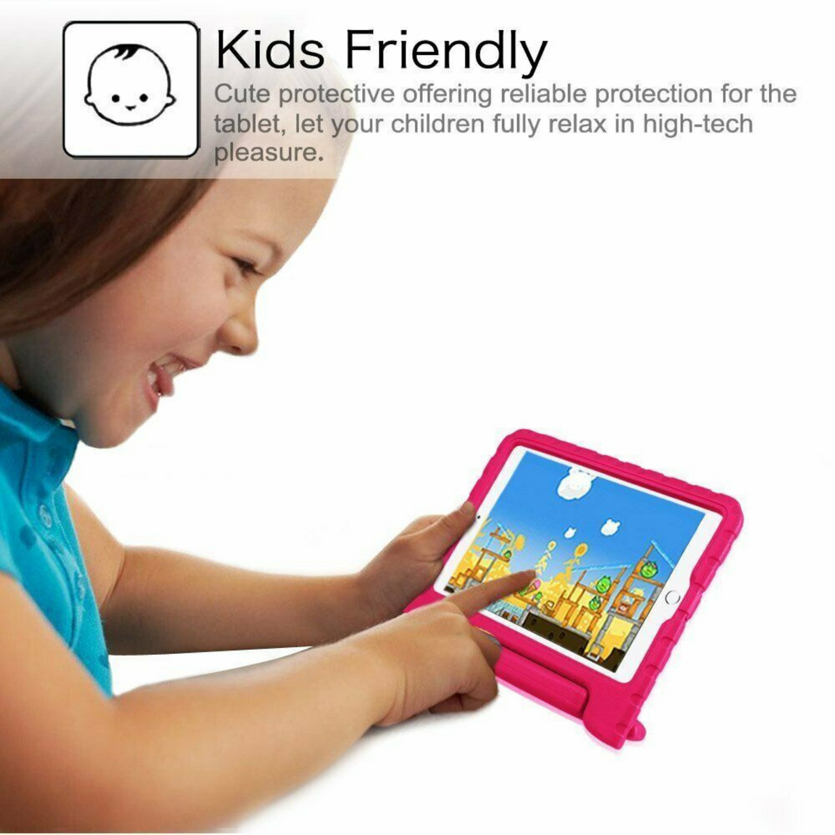 iPad 10.2 9th Gen Kids Shockproof EVA Case Stand Cover Pink