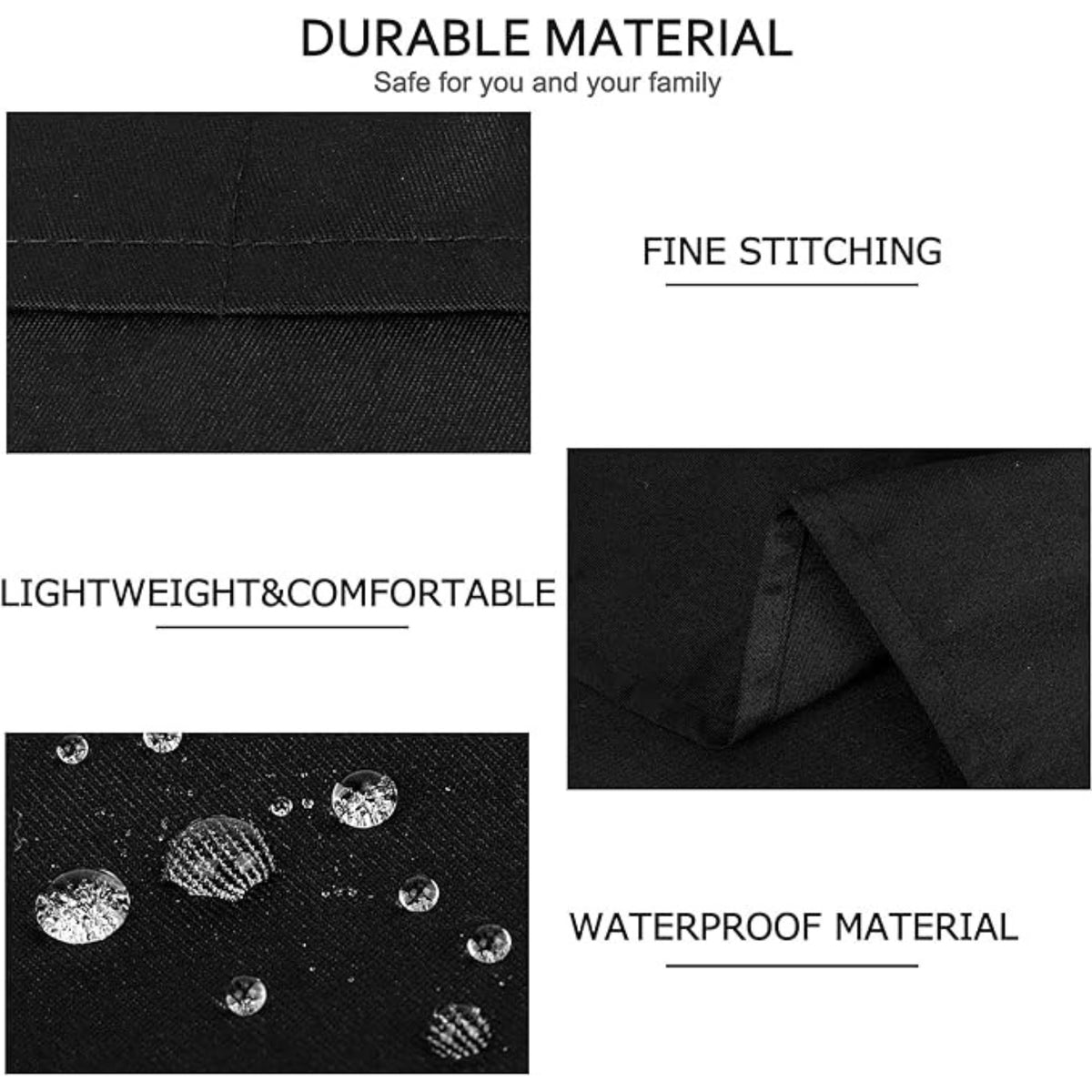 Black Adjustable Waterproof Kitchen Chef Waiter Canvas Apron Washable Strap