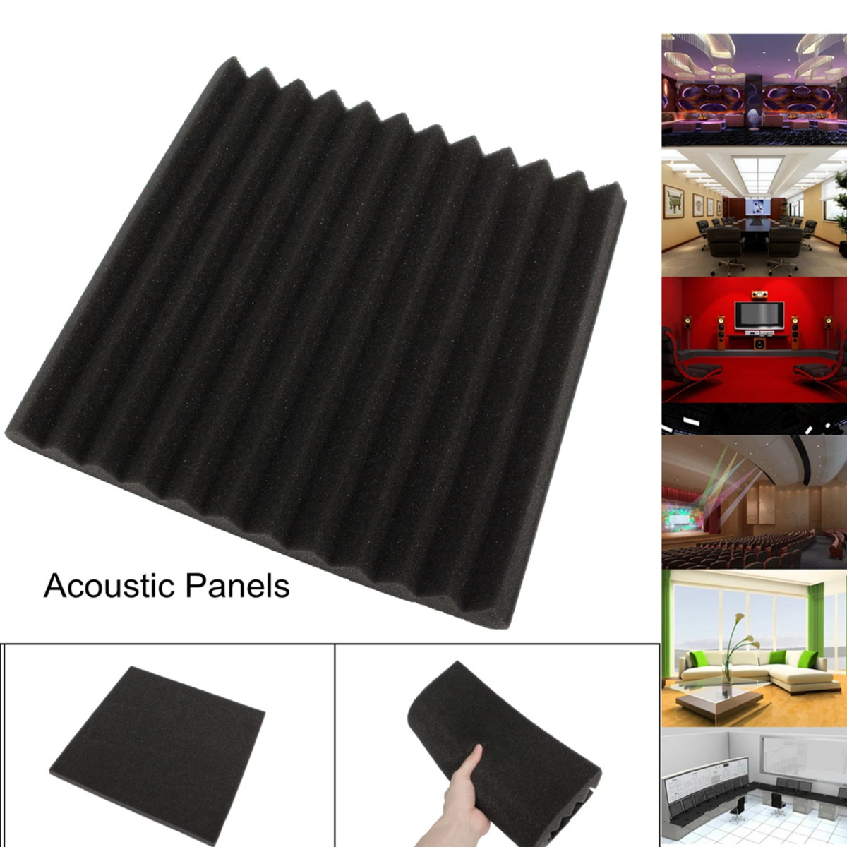 Acoustic Foam Studio Sound Absorption Wall Panel Noise Reduction Set 24x