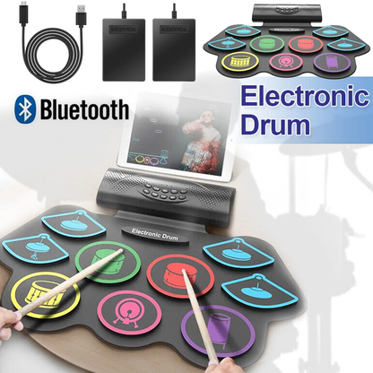 Bluetooth Electronic Roll-Up Drum Set Portable Musical Practice Kit