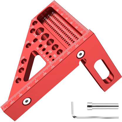 3D Metric Woodworking Ruler Multi Angle Measuring Layout Carpenter Tool Red