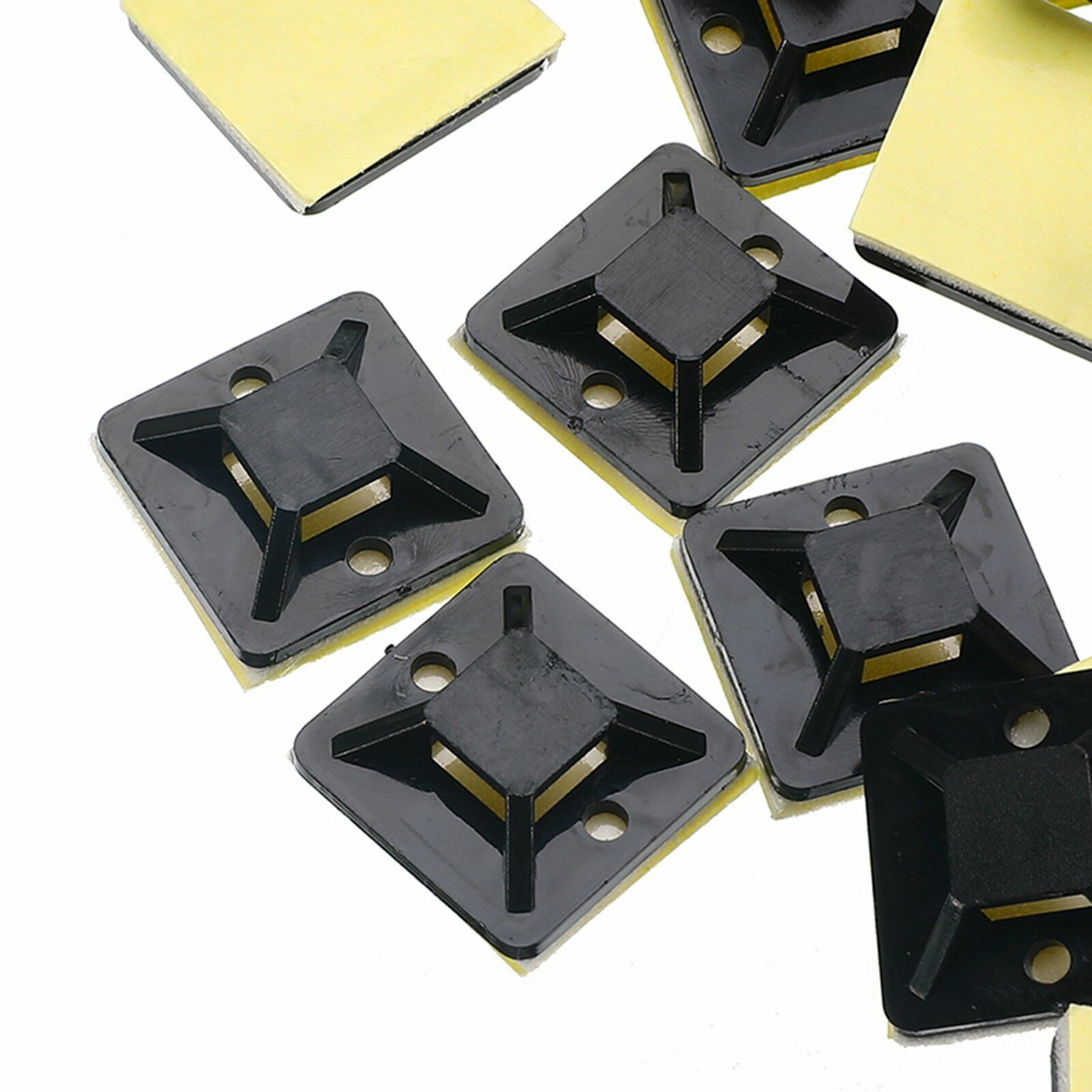 Zip Tie Mounts Base Clamps Clip 20*20mm Cable Wire 200pcs Black Self Adhesive