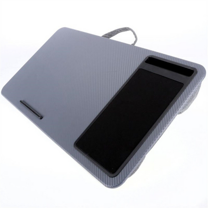 Laptop Lap Desk with Mouse Pad and Phone Holder Silver Carbon Home Office
